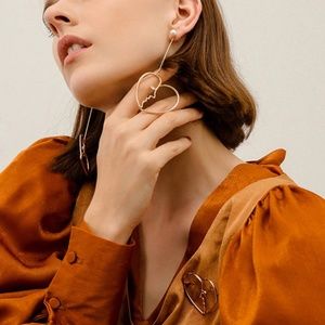 ❣️ Abstract Face Heart Shaped Long Earrings